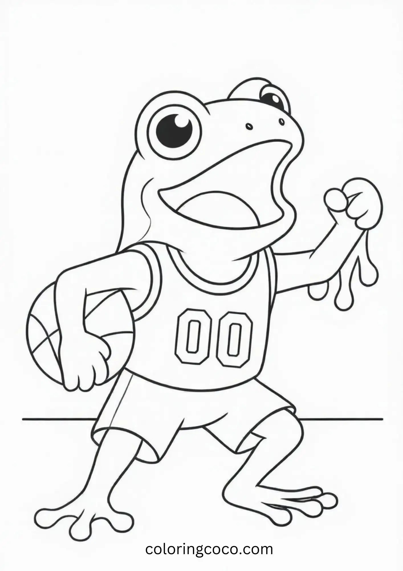 A frog playing football