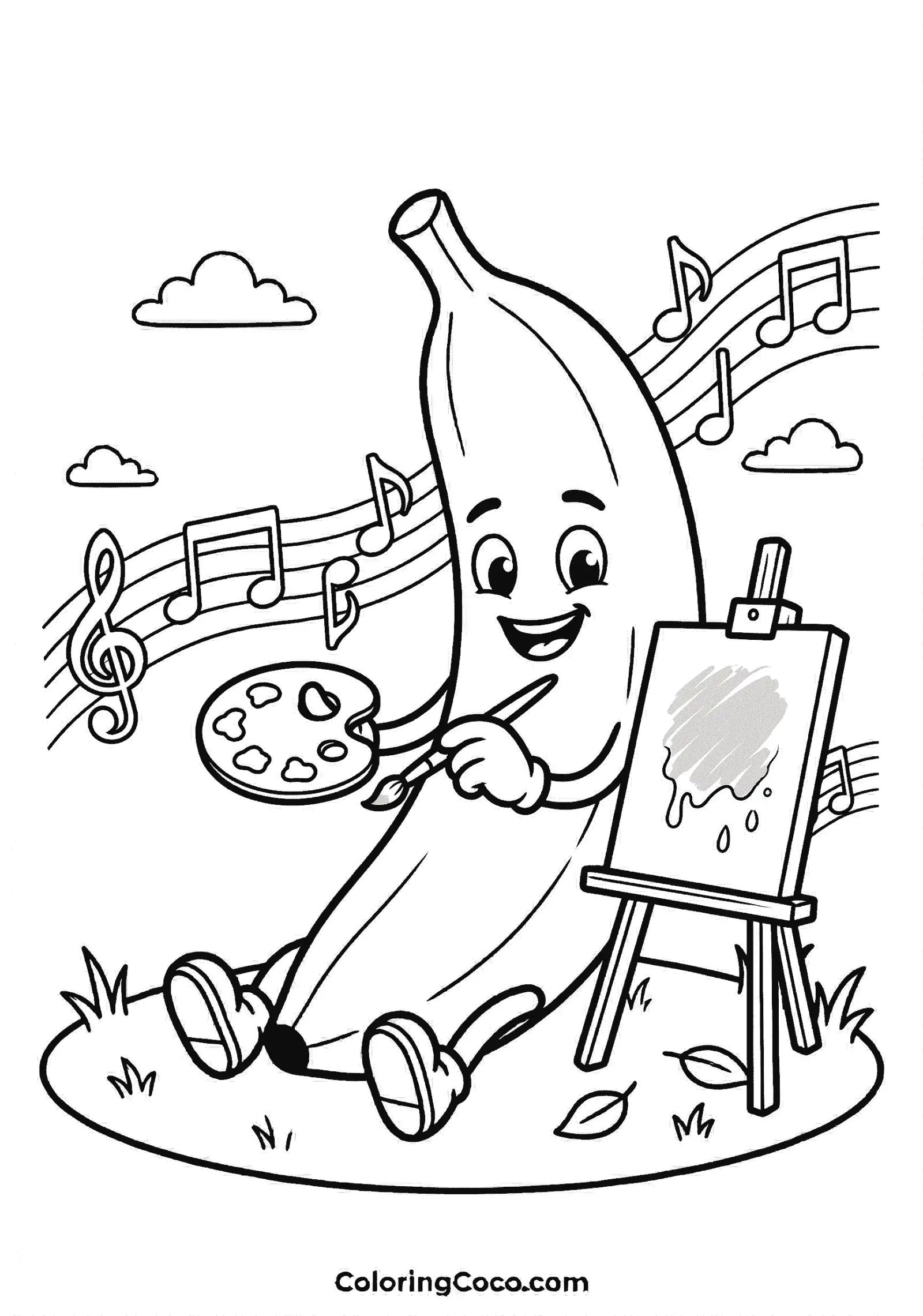 Banana painting with brush