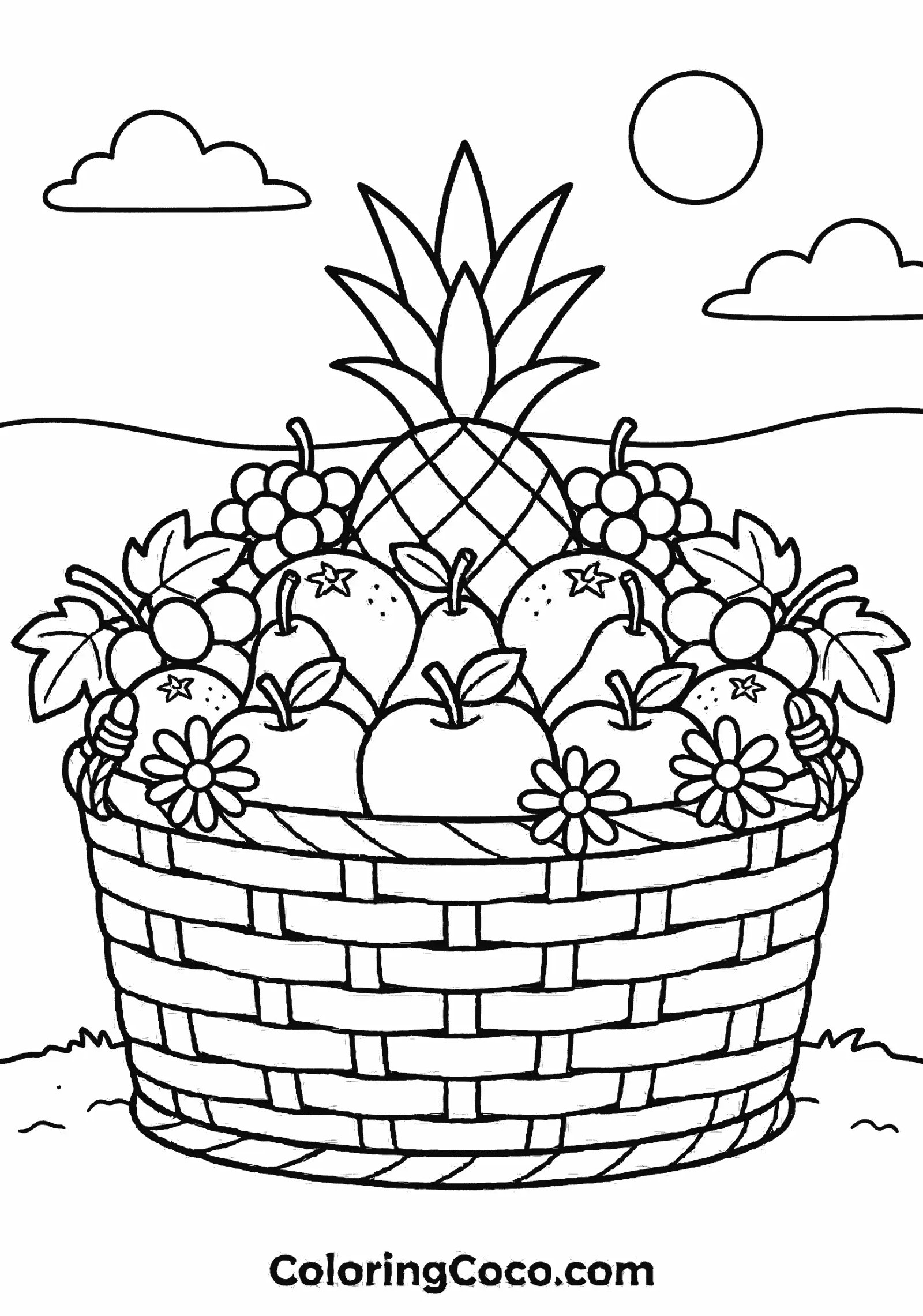 Basket fruits under horizon
