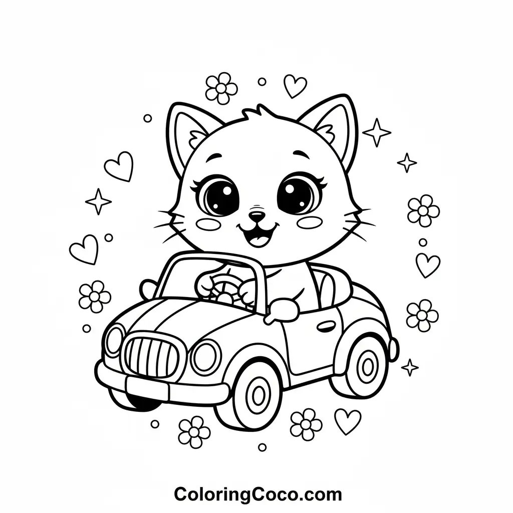 Cat driving car