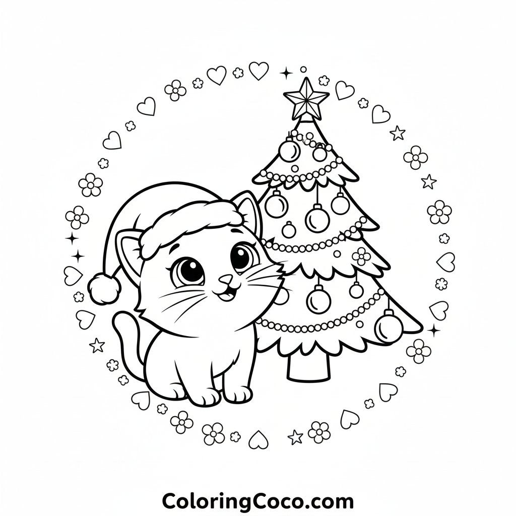 Christmas cats coloring pages