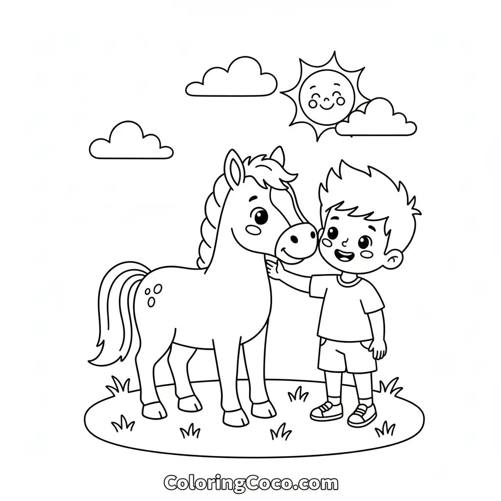 Cute boy with cute horse