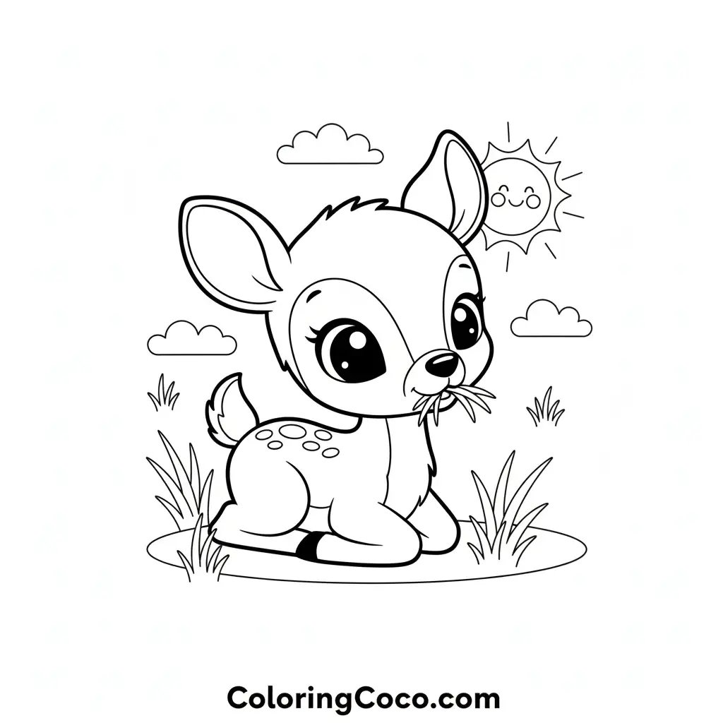 Cute deer eating grass