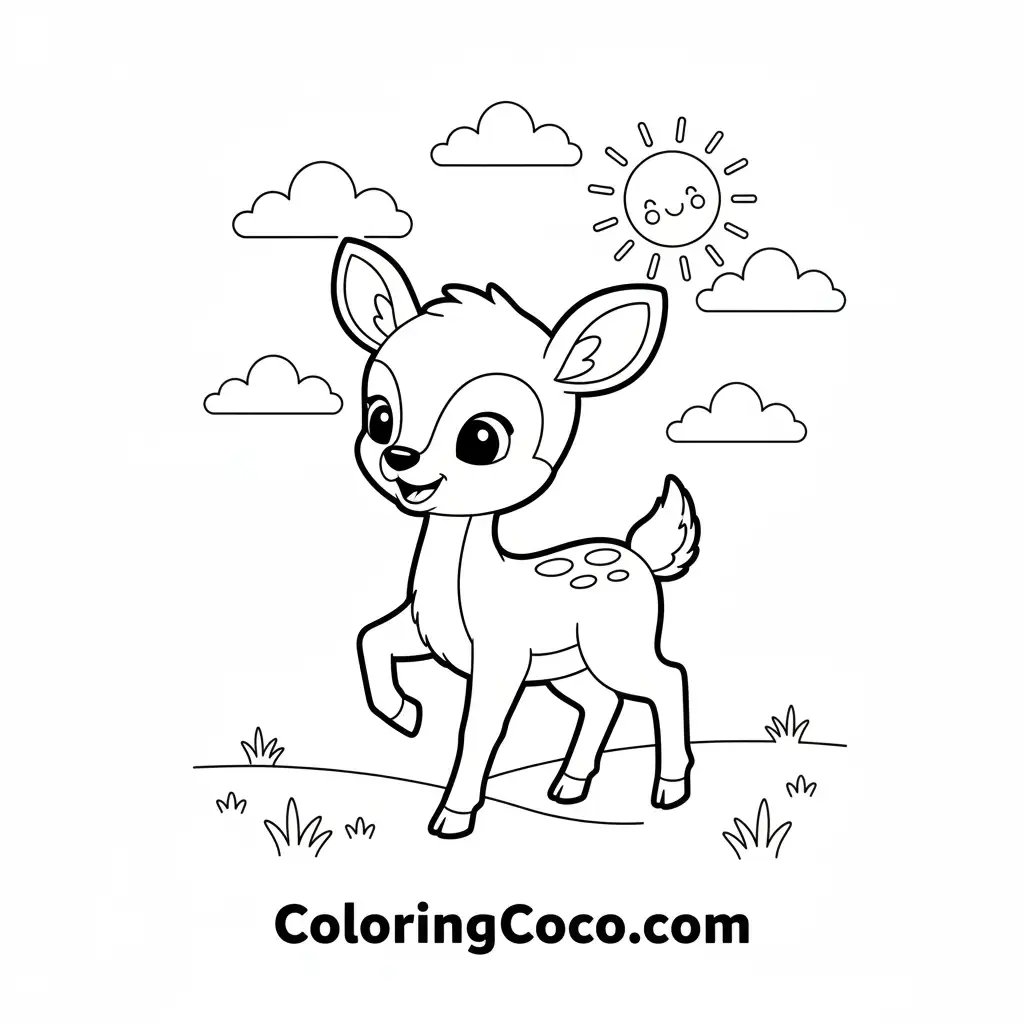 Cute deer playing in grass