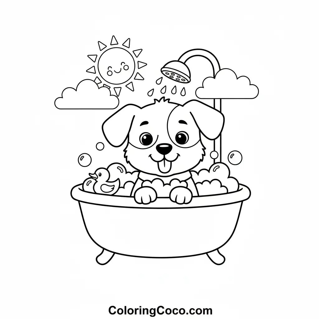 Dog bathing in tub