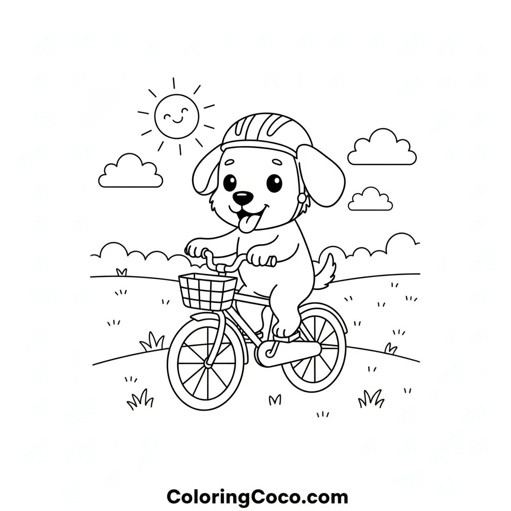 Dog driving bycycle