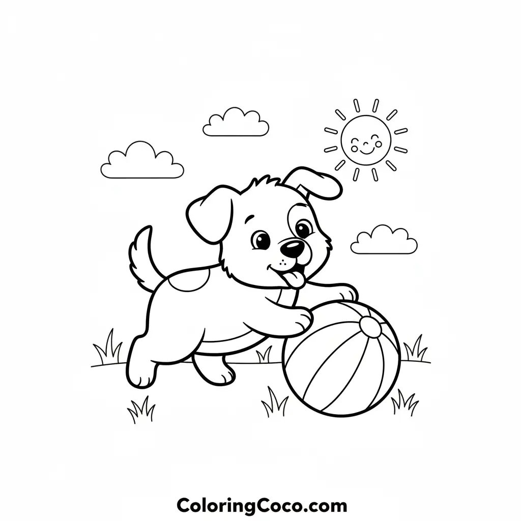 Dog playing with ball