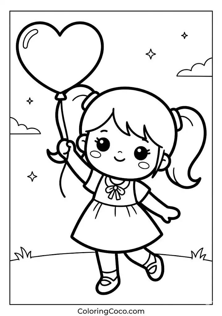Doll Holding Heart Ballon