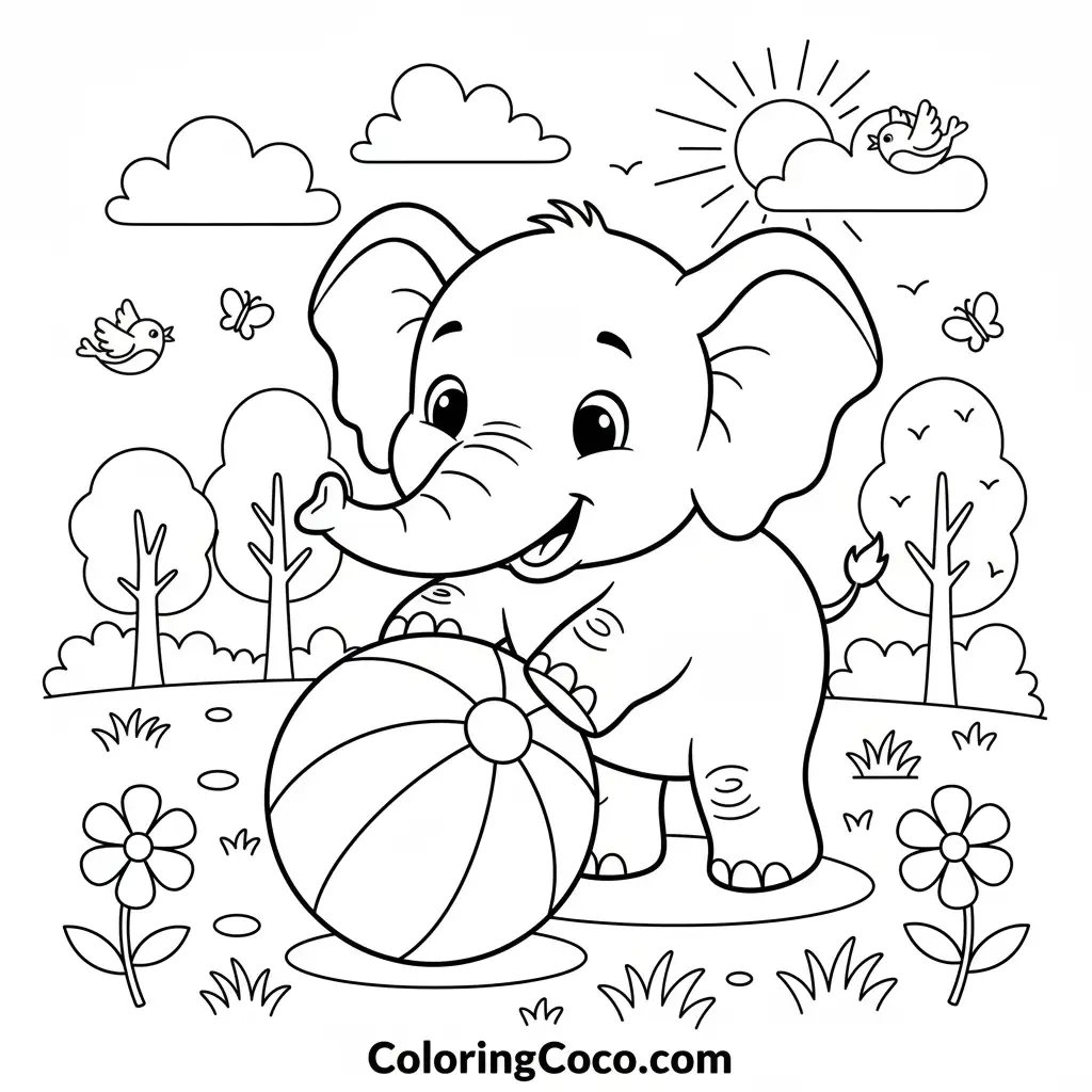Elephant playing with ball