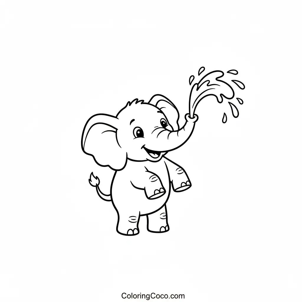 Elephant spraying water