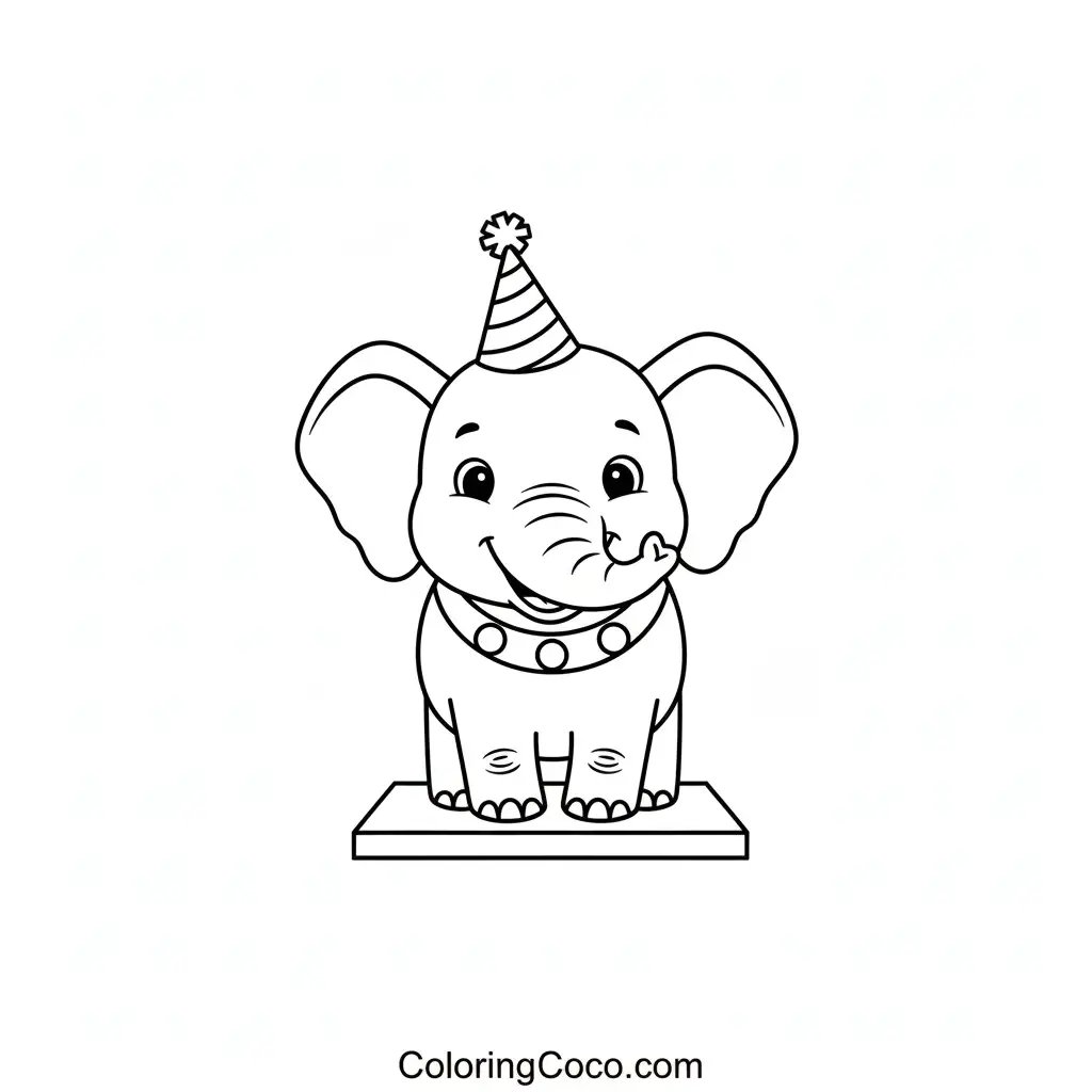 Elephant wearing birthday cap