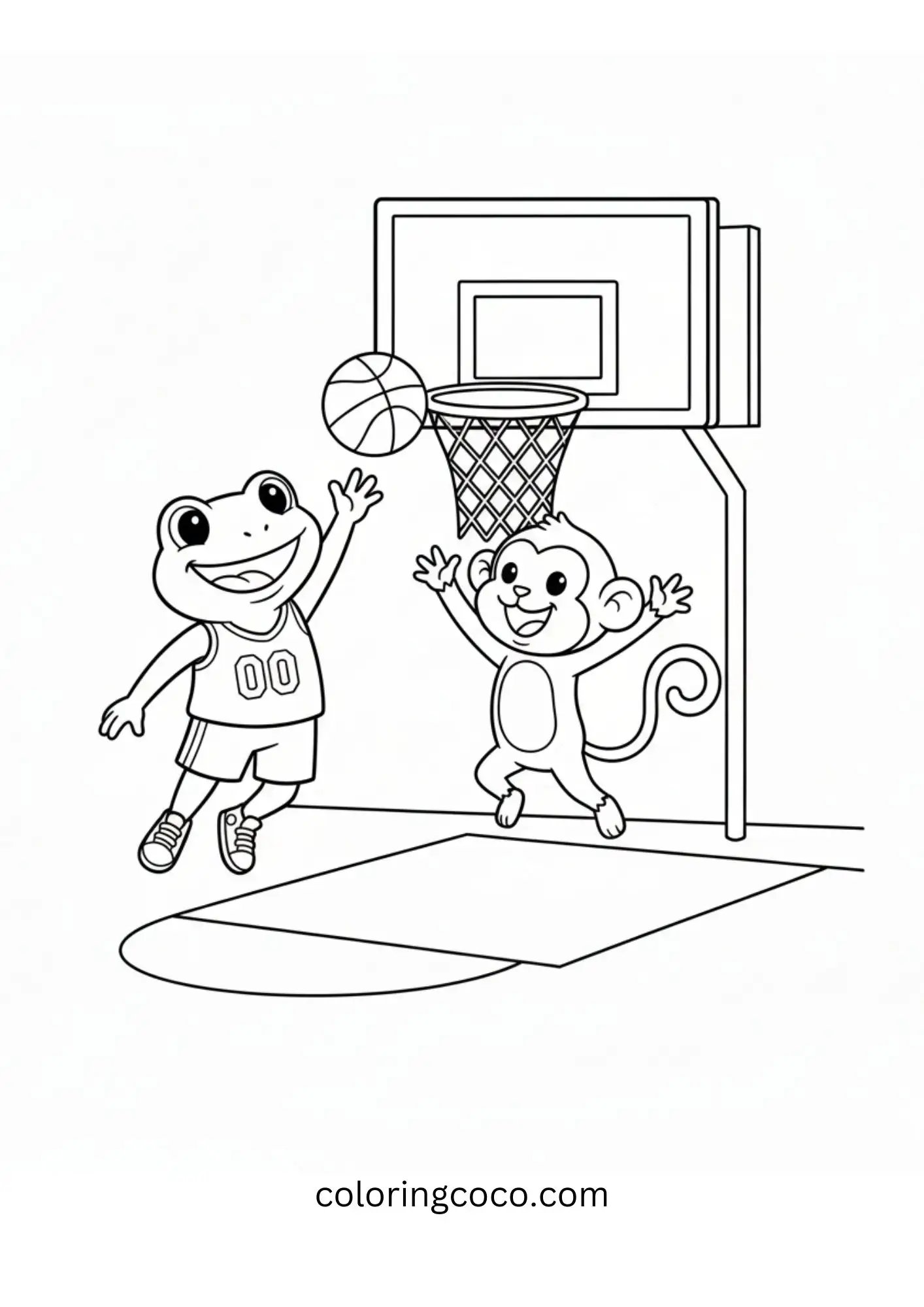 Frog and Monkey Basketball Match