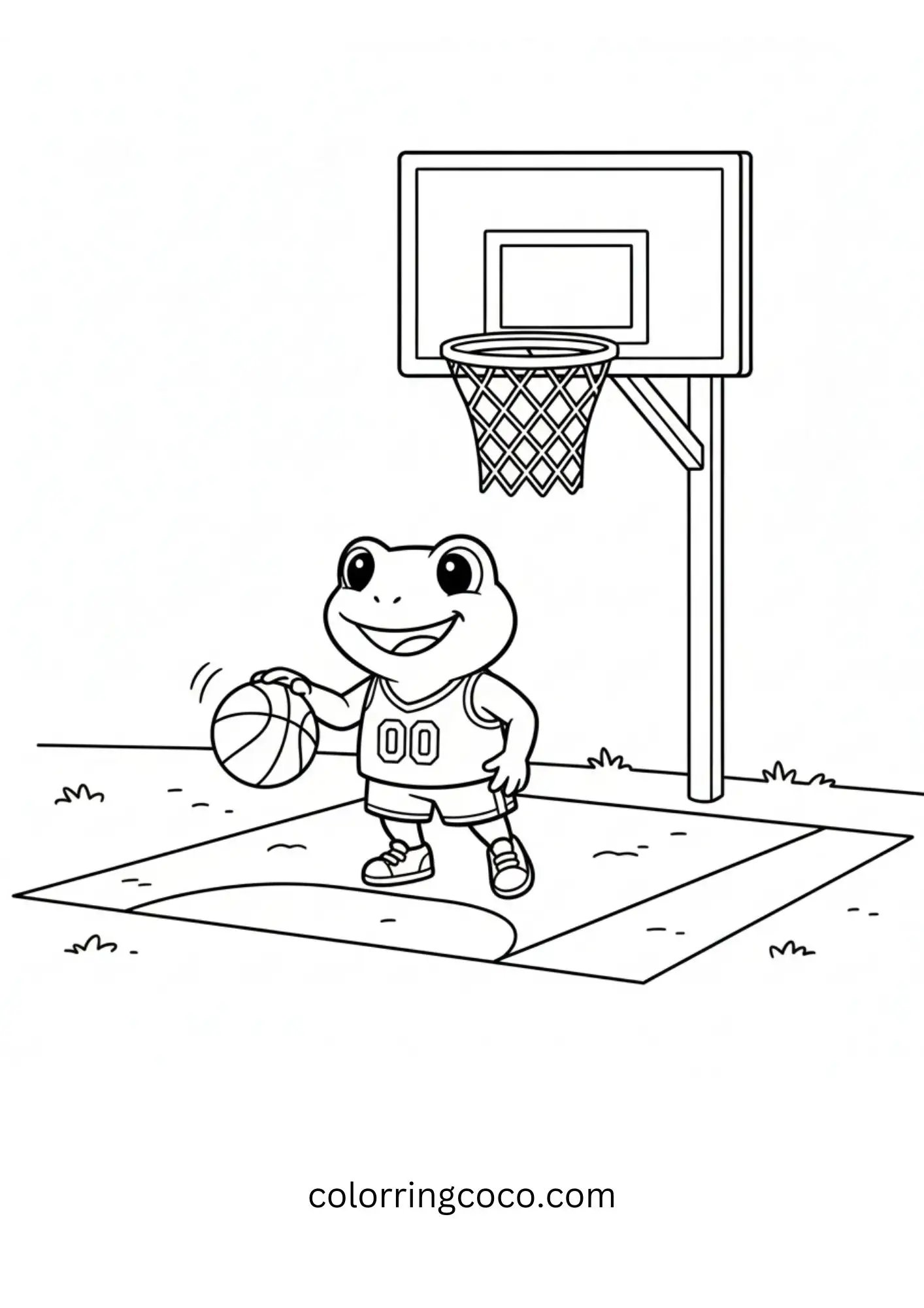 Frog Playing Street Basketball