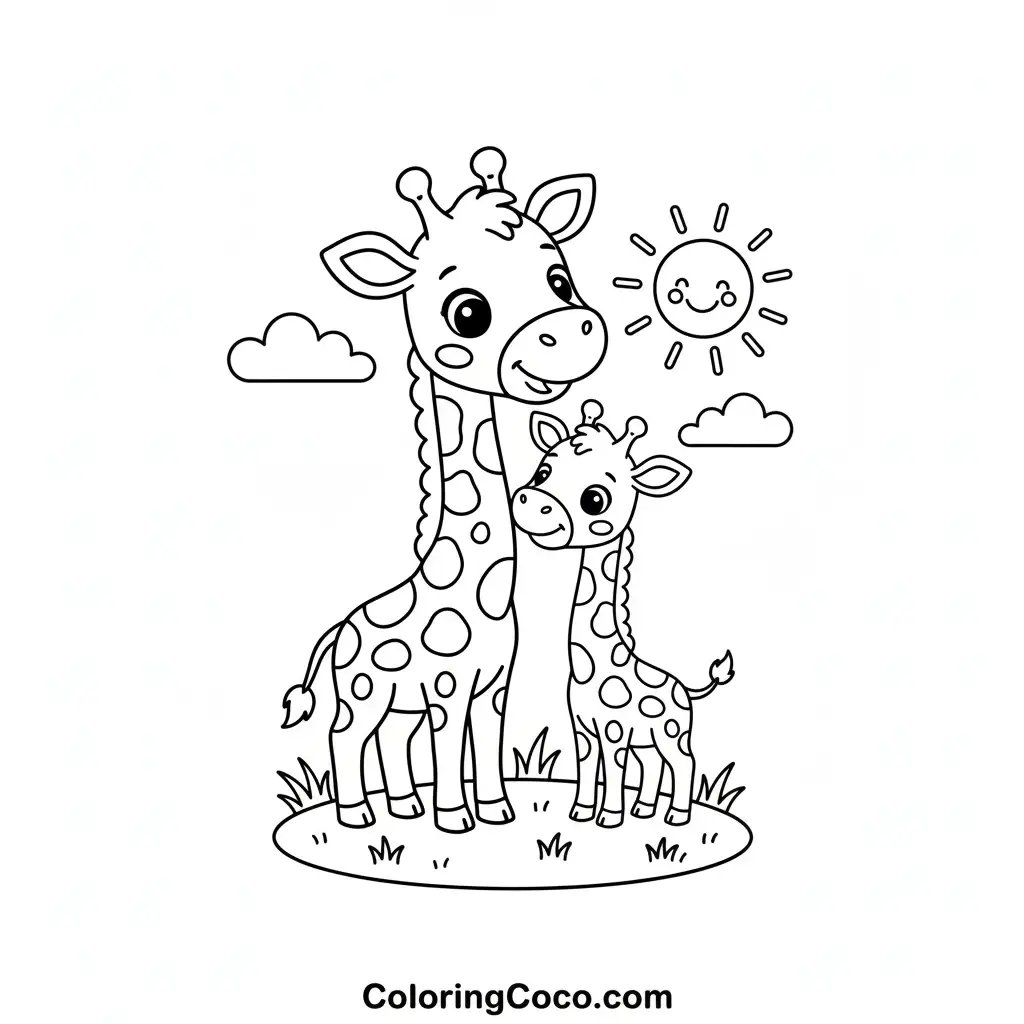 Giraffe with cute baby giraffe