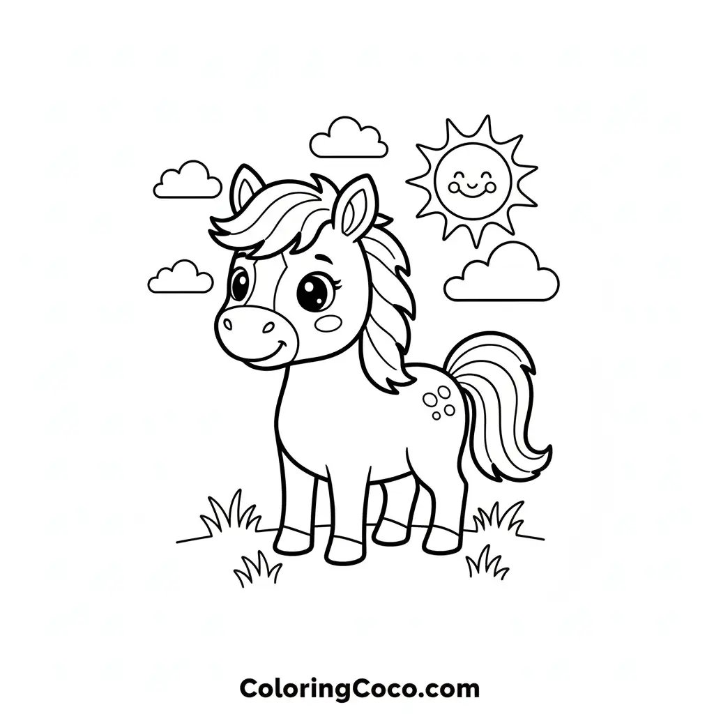 Horse with cute sun