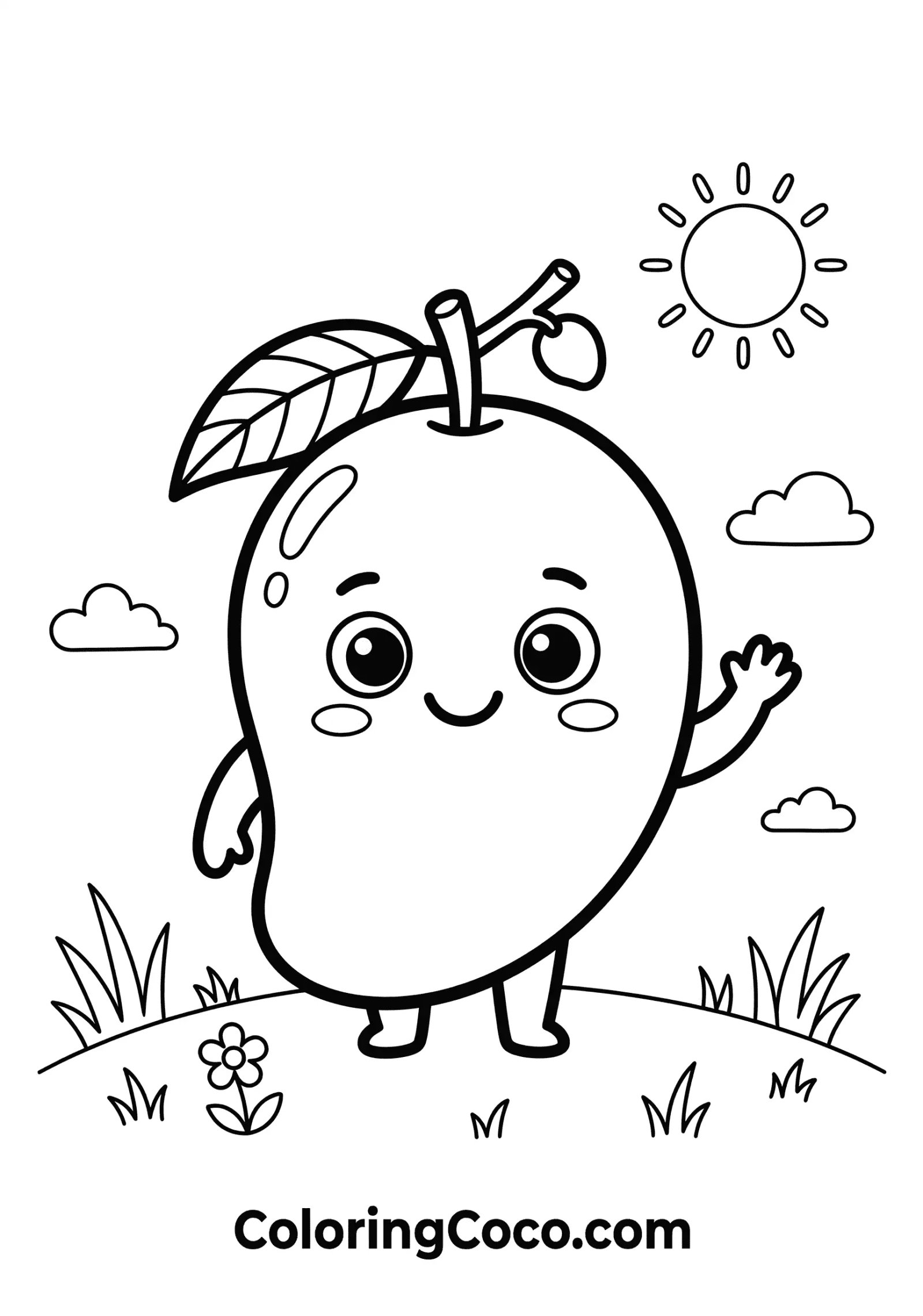 Mango standing under sun