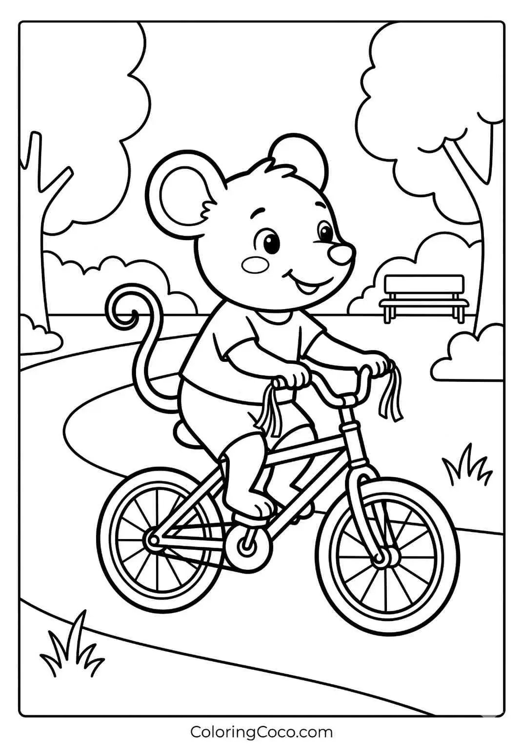 Mouse riding bycycle