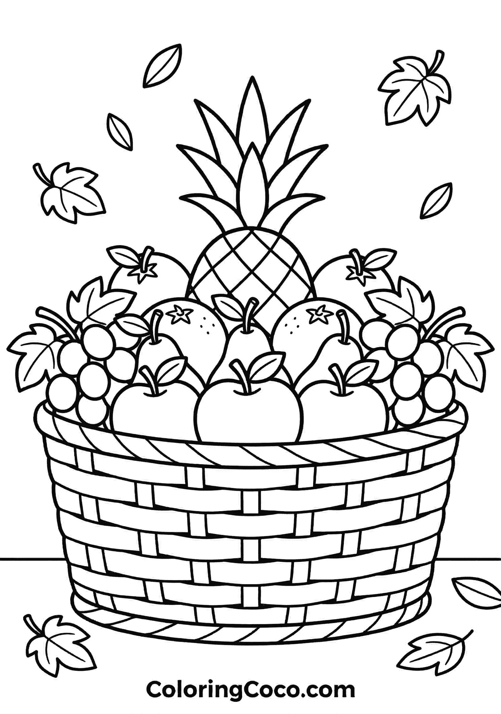 Row Frites in basket arround leaves