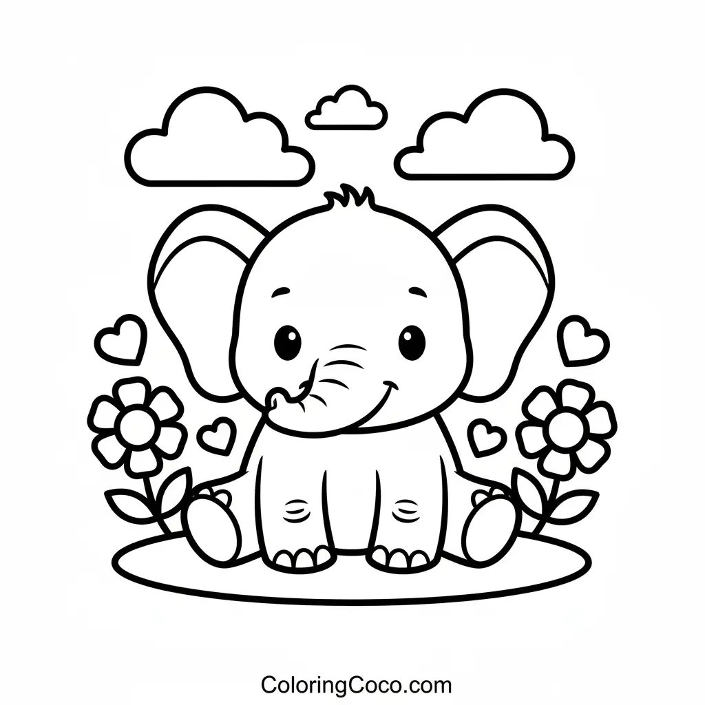 Sitting Elephant With flower